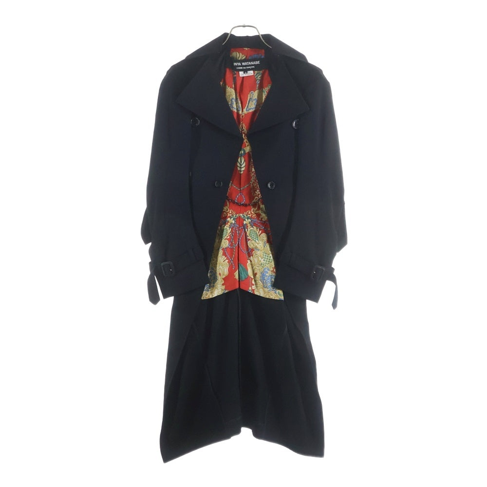 COMME des GARCONS(コムデギャルソン) 05AW 裏地デザインロング トレンチコート JQ-J010 ブラック レディース