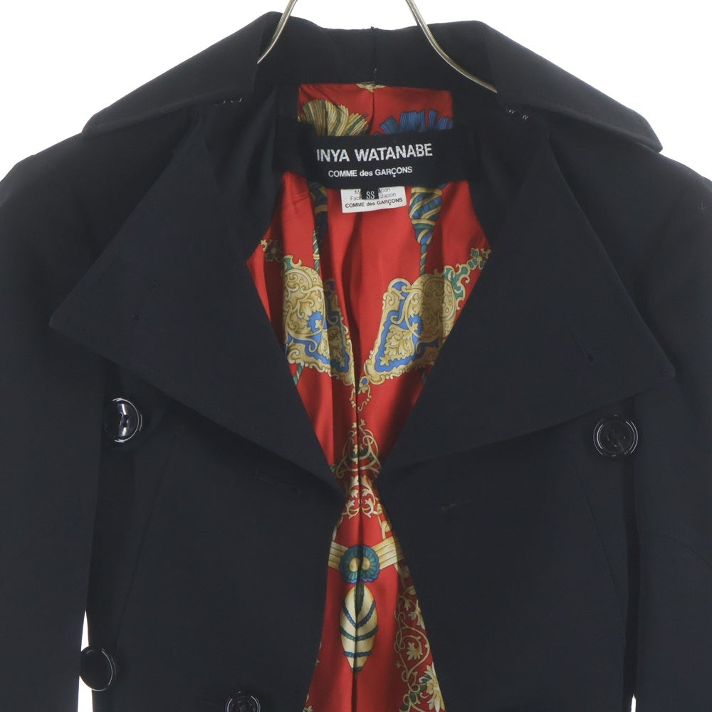 COMME des GARCONS(コムデギャルソン) 05AW 裏地デザインロング トレンチコート JQ-J010 ブラック レディース