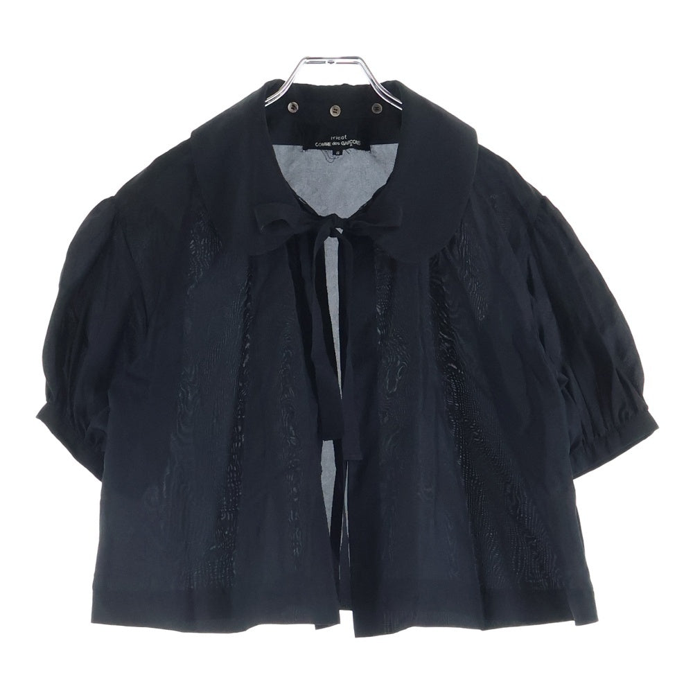 COMME des GARCONS(コムデギャルソン) 07SS デタッチャブルカラー 丸襟 リボン パフスリーブ 半袖 シャツ ブラウス ブラック レディース TS-B040