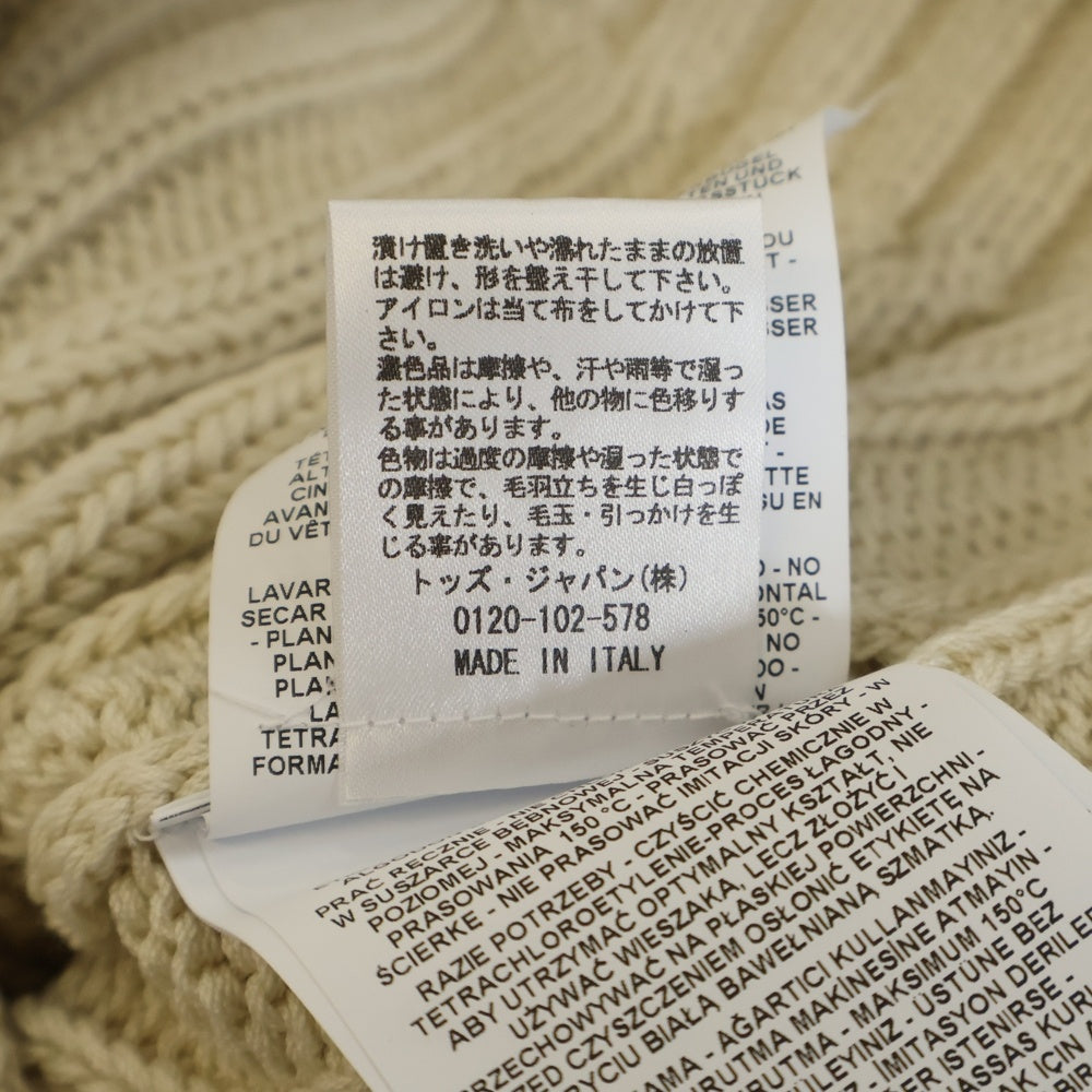 TOD'S(トッズ) ミドルゲージ クルーネック コットン ニット セーター ベージュ レディース