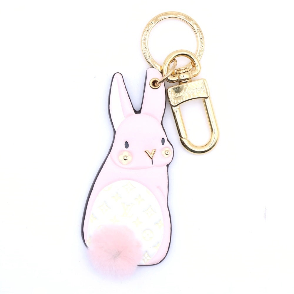 LOUIS VUITTON(ルイヴィトン) LV バニー モノグラム ウサギ ミンクファー チャーム バッグチャーム キーリング キーホルダー ピンク M01560 ゴールド金具 レディース
