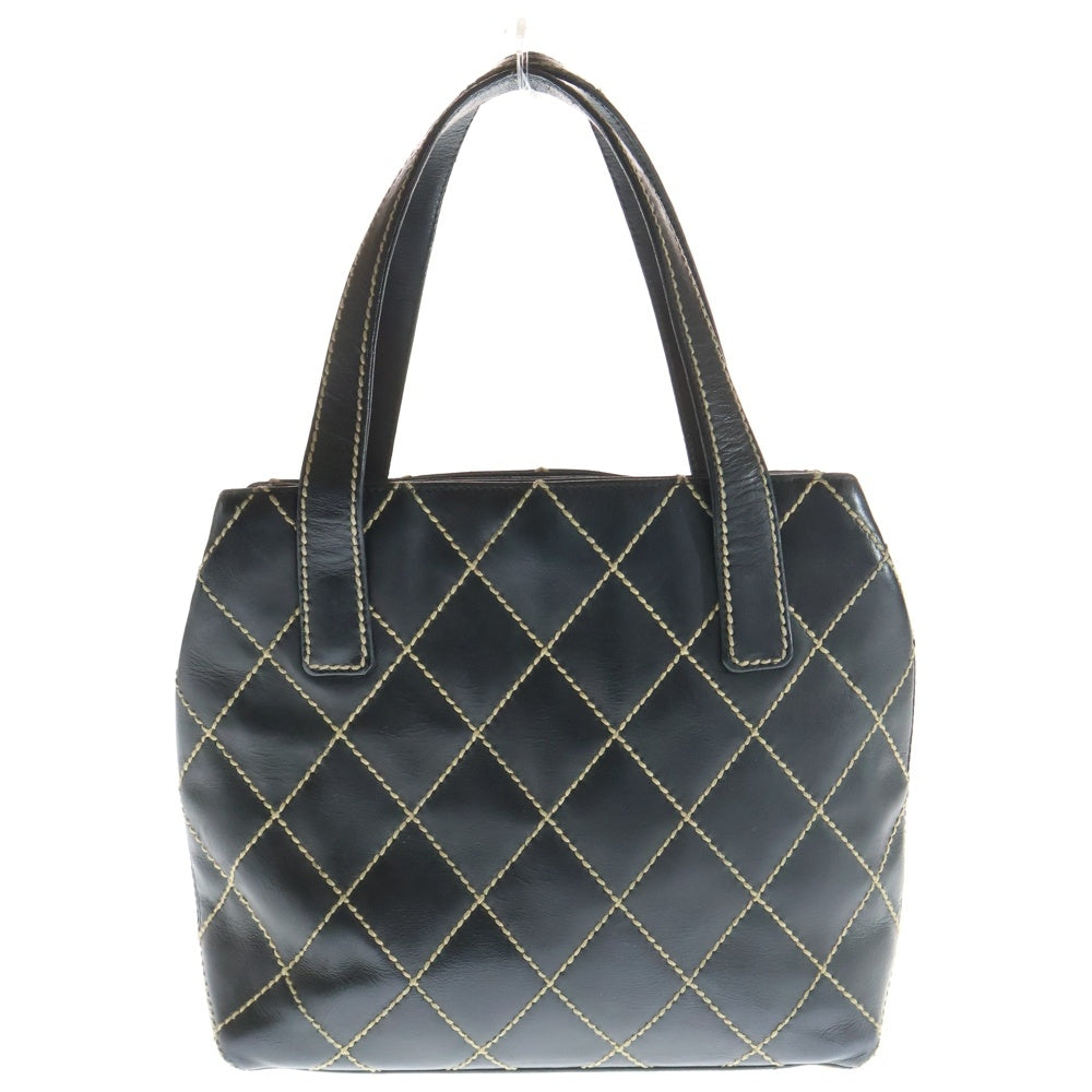 CHANEL(シャネル) マトラッセ ワイルドステッチ ココマーク レザー ハンドバッグ ゴールド金具 ブラック 8番台 レディース