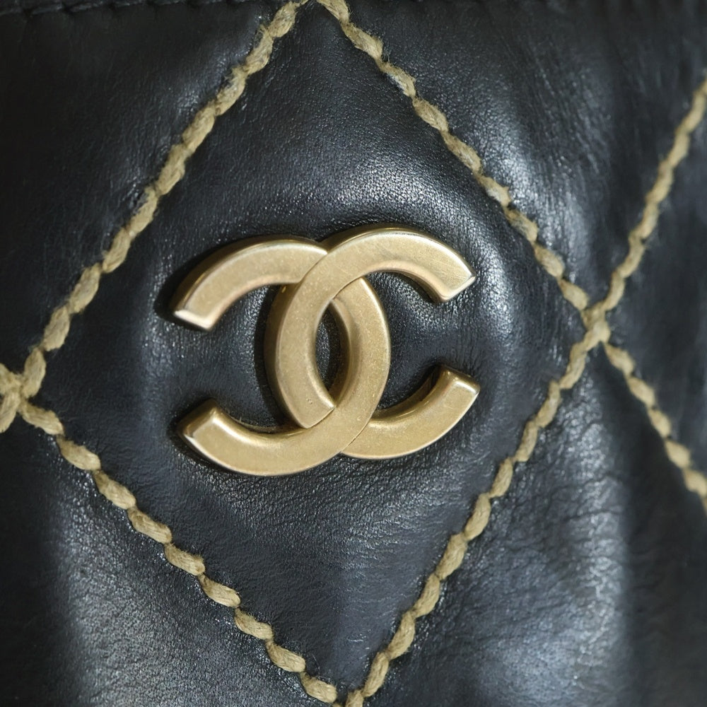 CHANEL(シャネル) マトラッセ ワイルドステッチ ココマーク レザー ハンドバッグ ゴールド金具 ブラック 8番台 レディース