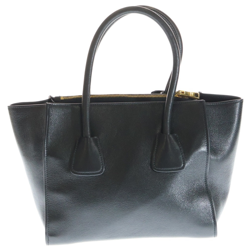 PRADA(プラダ) トライアングルロゴ レザー 2WAY ハンド ショルダーバッグ ゴールド金具 ブラック 1BG625 レディース