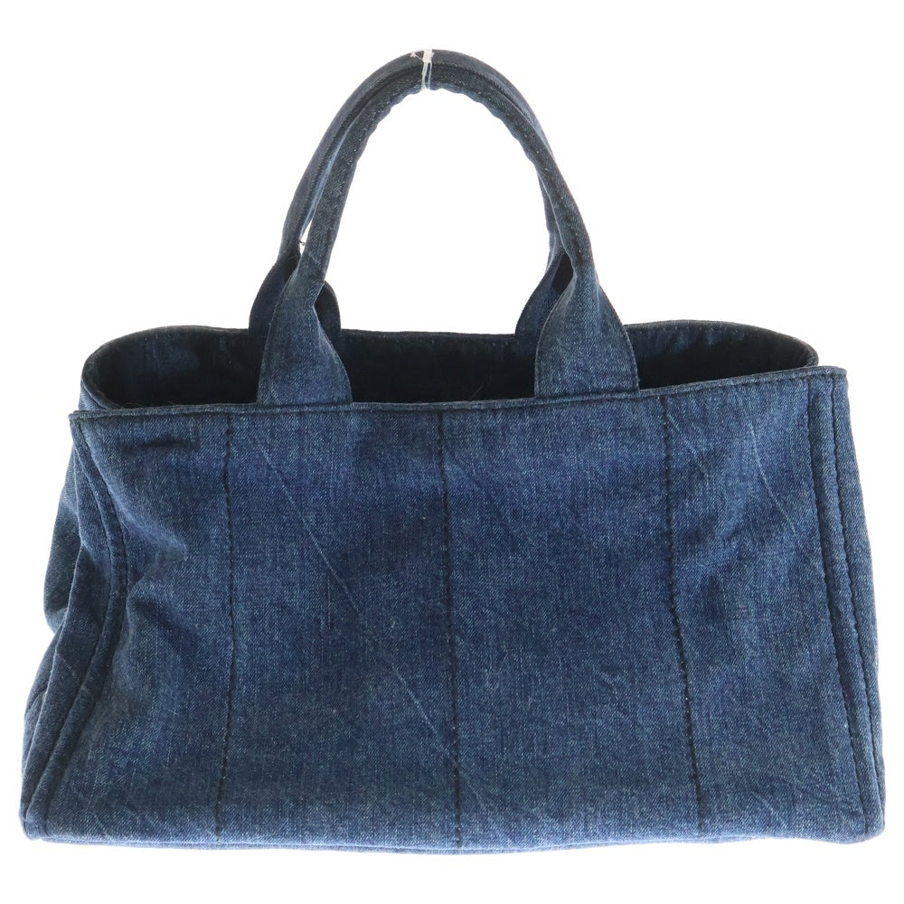 PRADA(プラダ) カナパGM デニム トライアングルロゴプレート トートバッグ ゴールド金具 インディゴ B1872B レディース