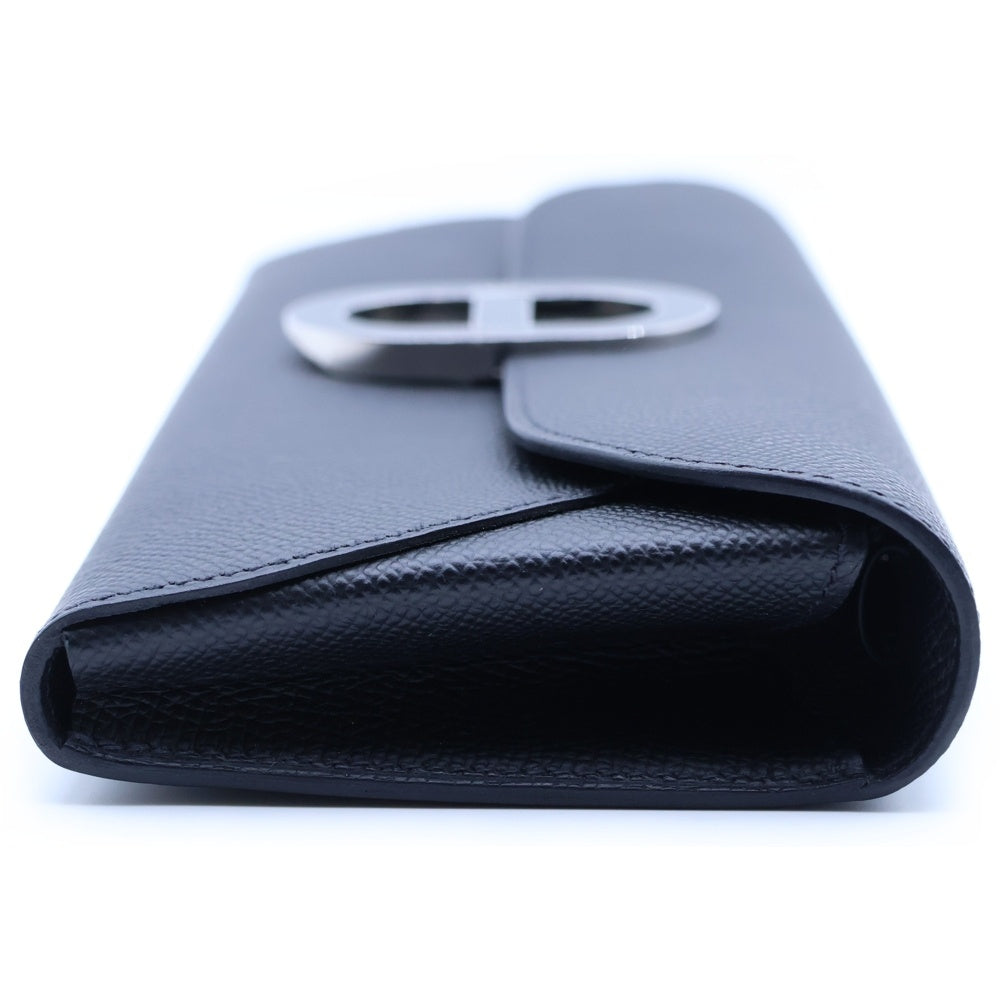 HERMES(エルメス) シェーヌダンクル マイヨントゥーゴー 長財布 ショルダーウォレット ショルダーバッグ ブラック レザー エプソン B刻印 レディース