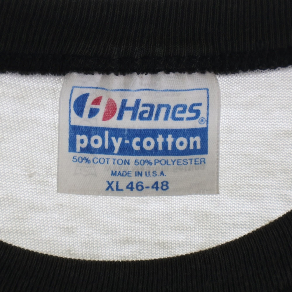 NO BRAND(ノーブランド) フロントプリント ラグラン Tシャツ カットソー ブラック/ホワイト