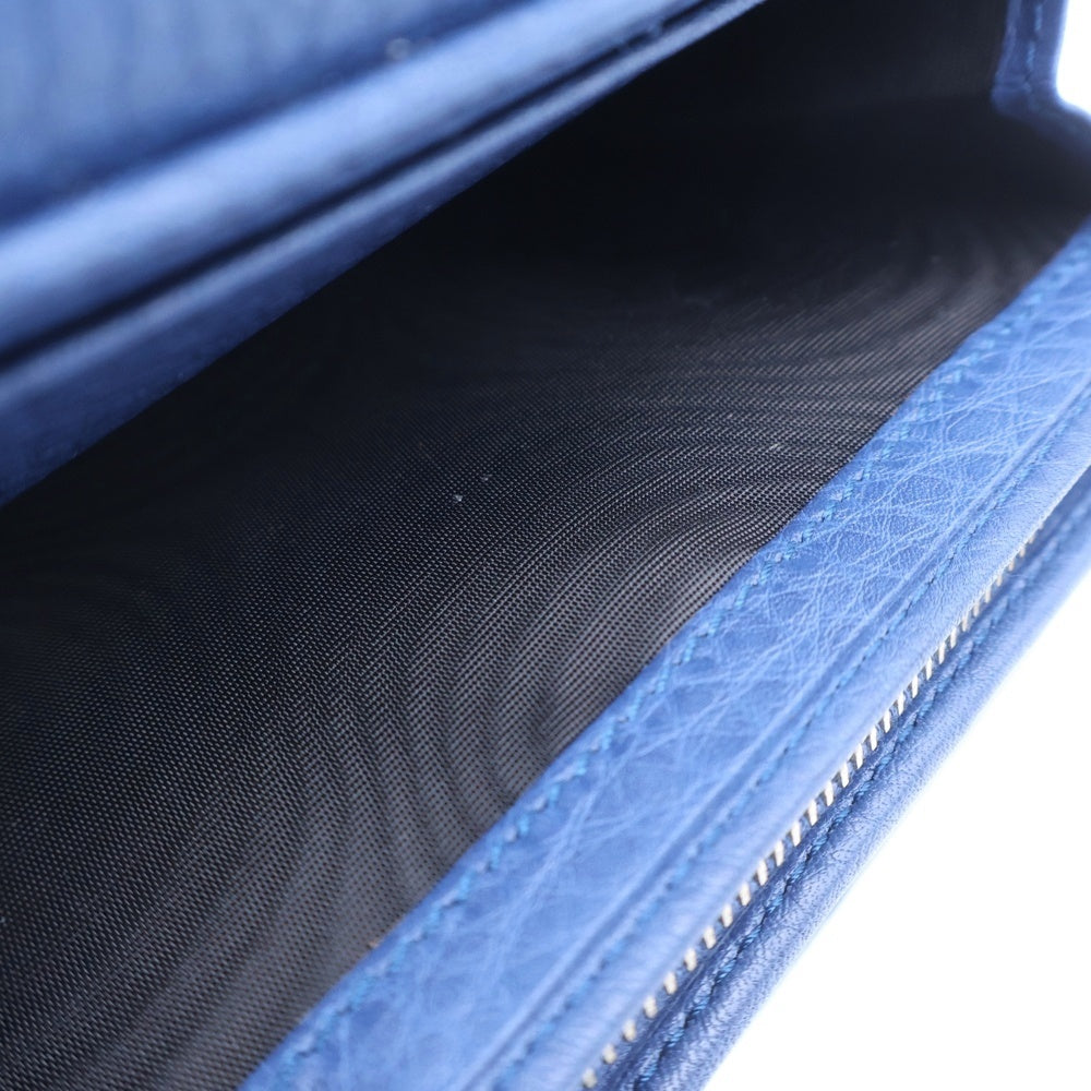 GUCCI(グッチ) バンブー 二つ折り財布 コンパクトウォレット コインケース ブルー レザー 257017 ゴールド金具 レディース