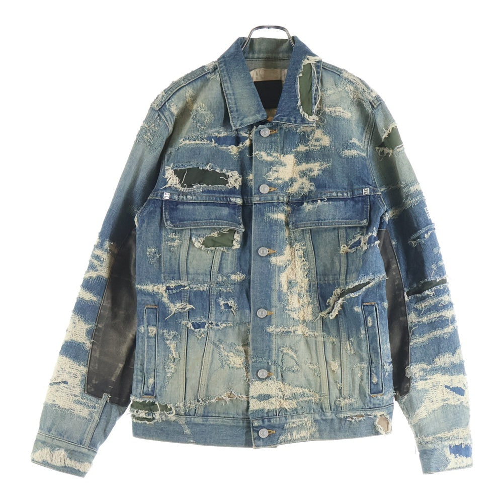 GIVENCHY(ジバンシィ) DESTROYED DENIM AND MOLESKIN デストロイ加工 ダメージ デニムジャケット インディゴ BM00RW5Y1B