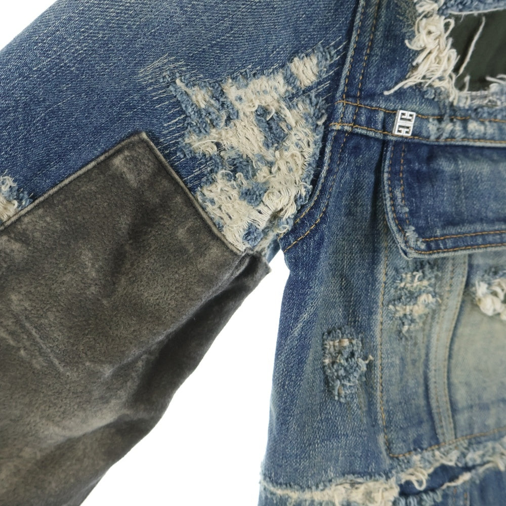 GIVENCHY(ジバンシィ) DESTROYED DENIM AND MOLESKIN デストロイ加工 ダメージ デニムジャケット インディゴ BM00RW5Y1B