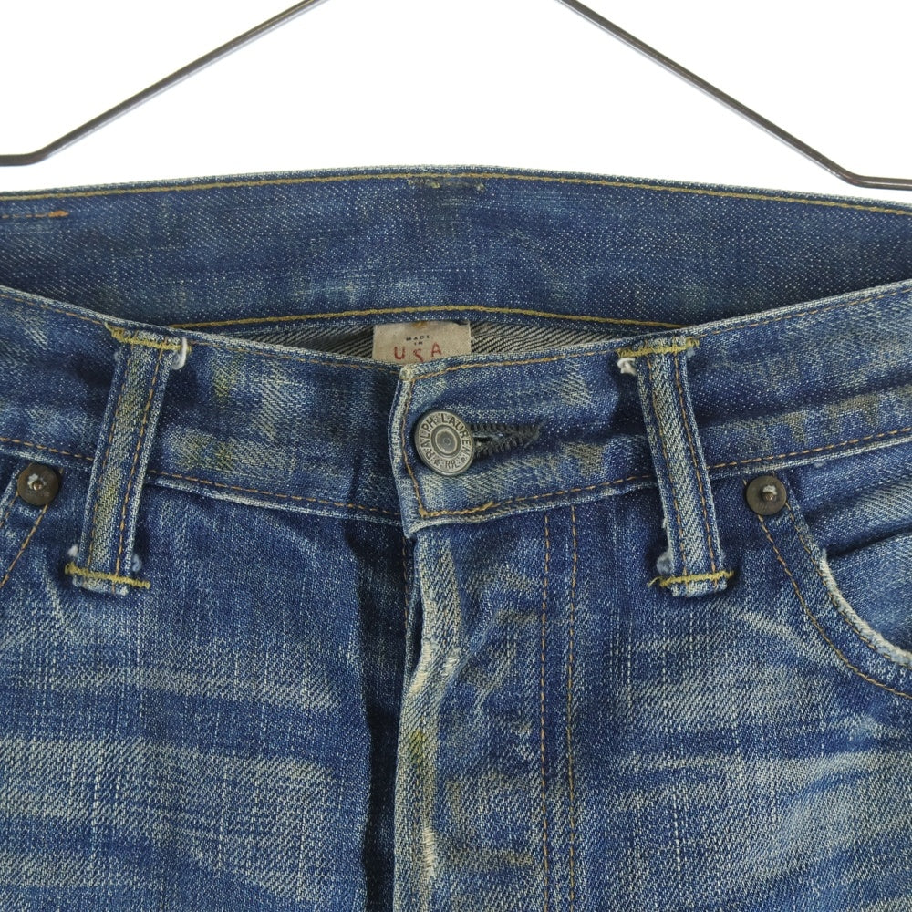 RRL(ダブルアールエル) リペア加工 ストレートデニムパンツ ジーンズ インディゴ