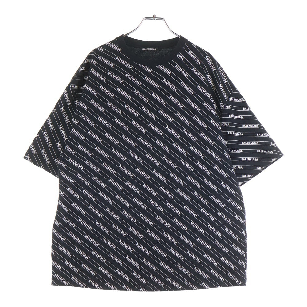 BALENCIAGA(バレンシアガ) ALL OVER LOGO LINE TEE オールオーバーロゴ ライン Tシャツ 半袖カットソー 570805 TEV54 ブラック