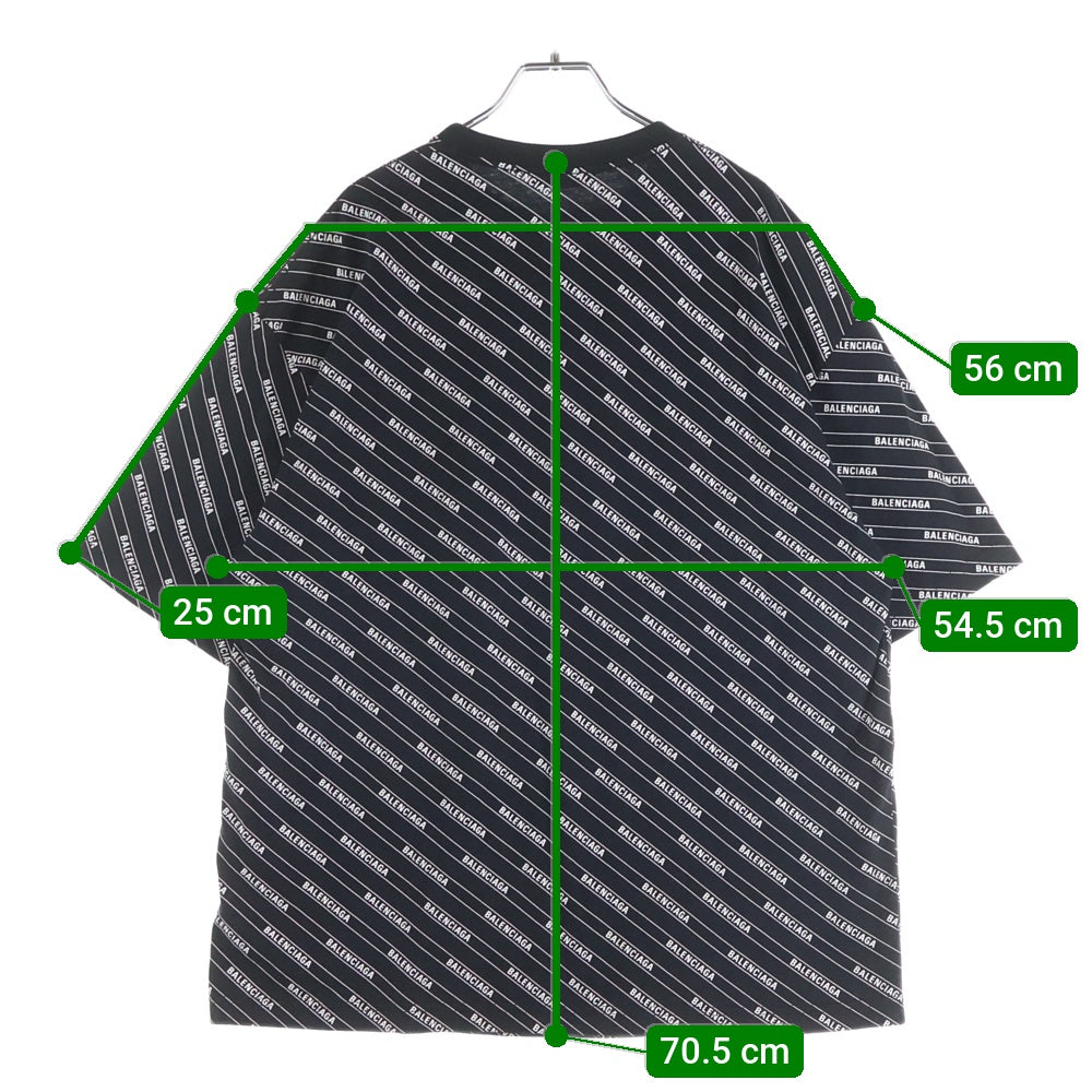 BALENCIAGA(バレンシアガ) ALL OVER LOGO LINE TEE オールオーバーロゴ ライン Tシャツ 半袖カットソー 570805 TEV54 ブラック