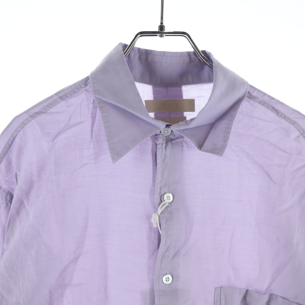 YOKE(ヨーク) GARMENT DYED COTTON SILK TWILL SHIRT ガーメントダイ シルク混 コットン ツイル 長袖シャツ パープル YK25SS0937SH