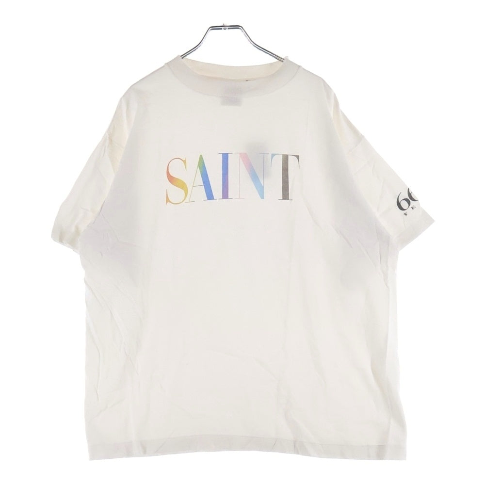 SAINT MICHAEL(セントマイケル) RAINBOW SAINT ロゴTシャツ カットソー ホワイト SM-YS1-0000-007