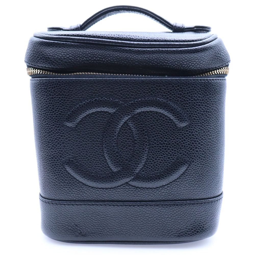 CHANEL(シャネル) ココマーク バニティバッグ ポーチ ブラック キャビアスキン ゴールド金具 レディース