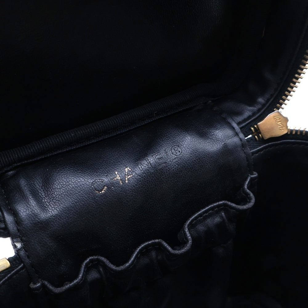 CHANEL(シャネル) ココマーク バニティバッグ ポーチ ブラック キャビアスキン ゴールド金具 レディース