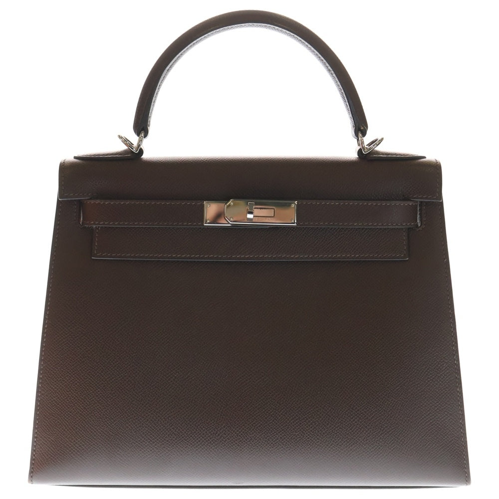 HERMES(エルメス) ケリー28 外縫い ルージュセリエ エプソン 2wayハンドバッグ ショルダーバッグ シルバー金具 □L刻印 レディース