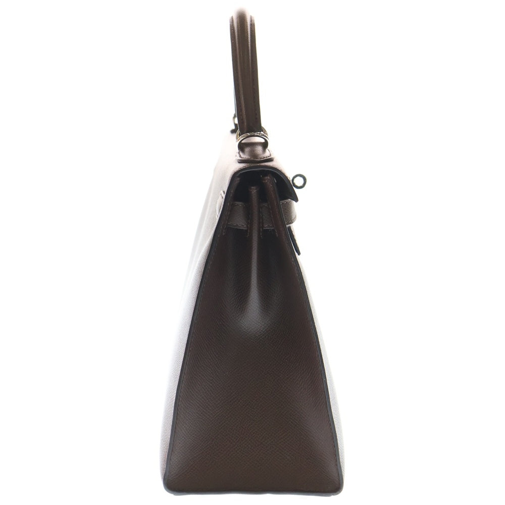 HERMES(エルメス) ケリー28 外縫い ルージュセリエ エプソン 2wayハンドバッグ ショルダーバッグ シルバー金具 □L刻印 レディース