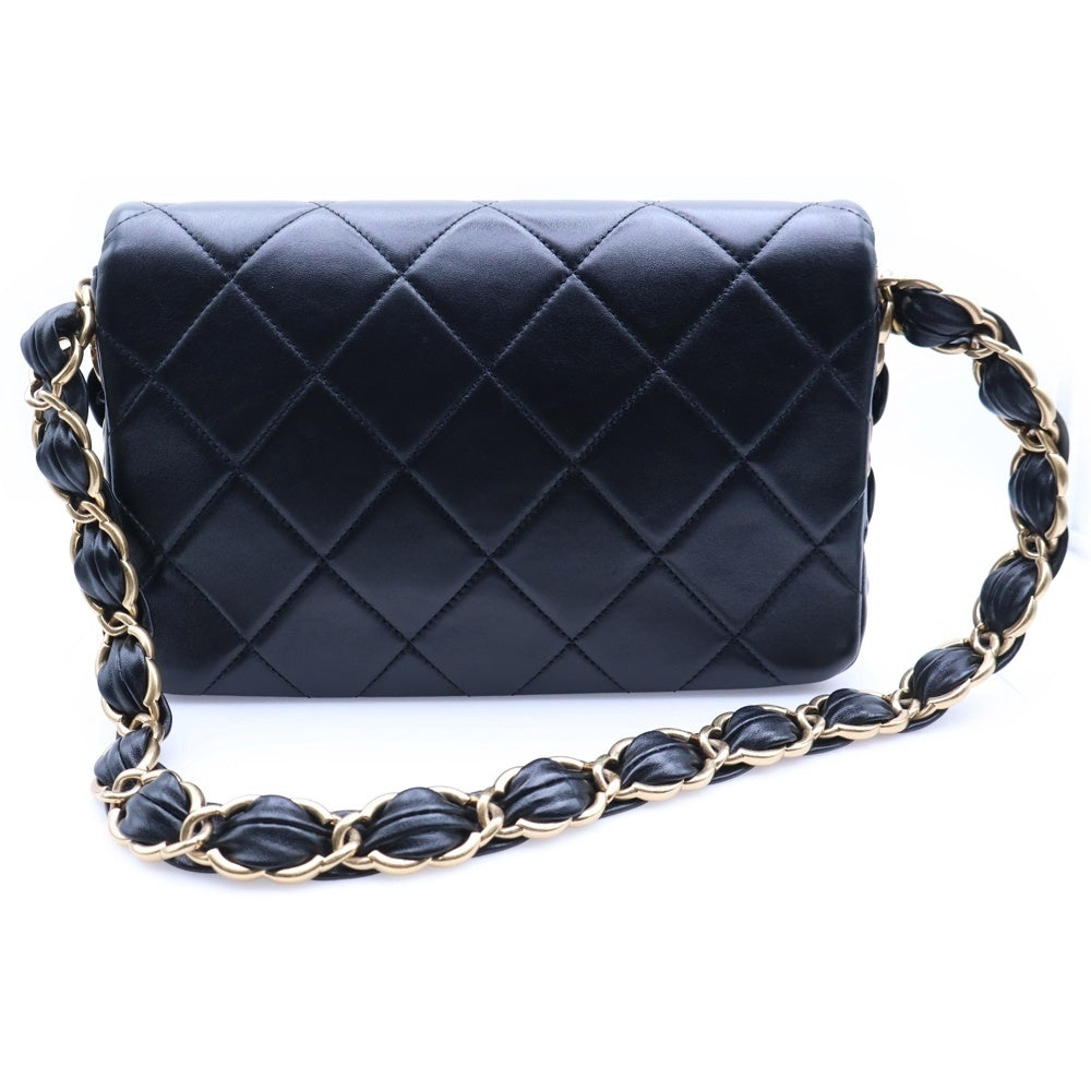 CHANEL(シャネル) マトラッセ ココマーク チェーンショルダーバッグ ブラック ラムスキン ゴールド金具 AS5174 レディース
