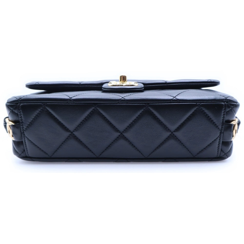 CHANEL(シャネル) マトラッセ ココマーク チェーンショルダーバッグ ブラック ラムスキン ゴールド金具 AS5174 レディース