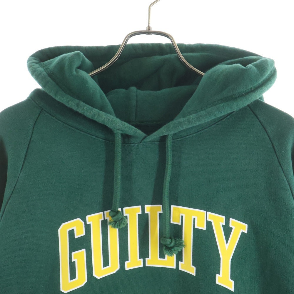 NO BRAND(ノーブランド) OVER HOODED SWEAT SHIRT カレッジロゴ パーカー グリーン