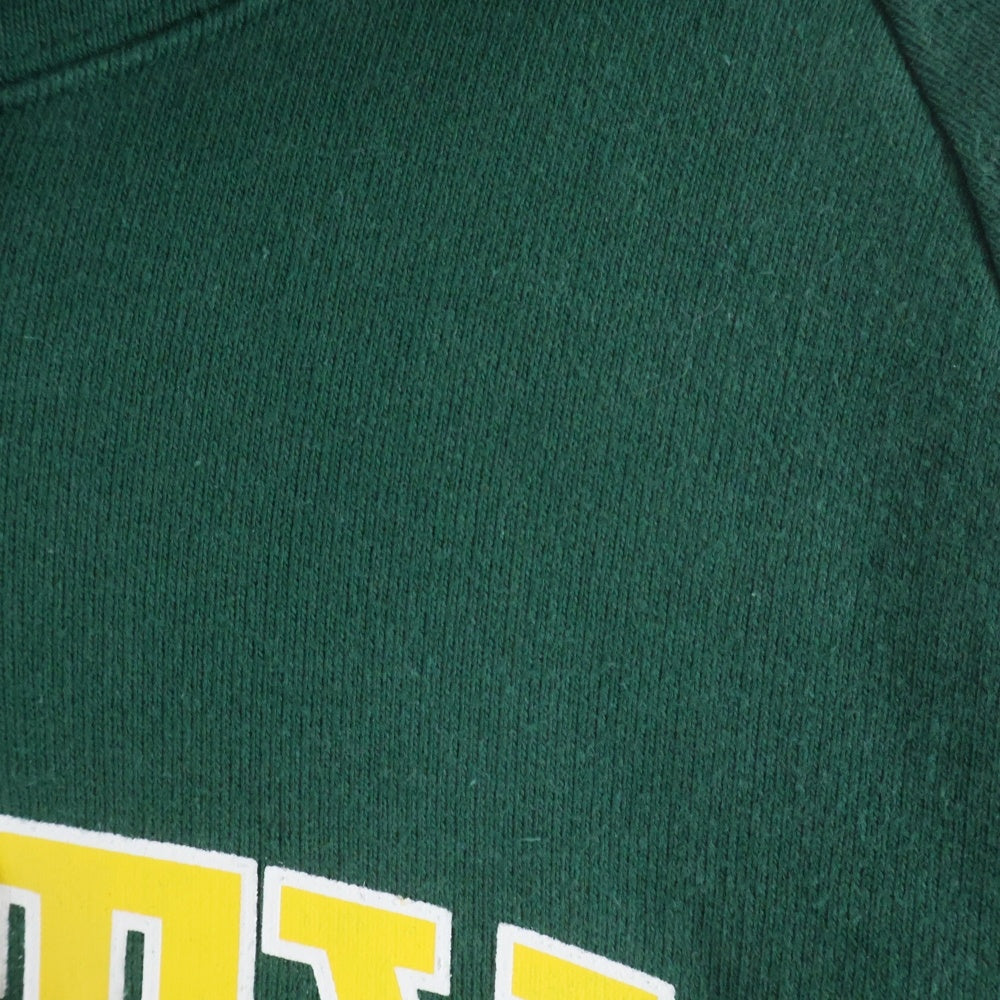 NO BRAND(ノーブランド) OVER HOODED SWEAT SHIRT カレッジロゴ パーカー グリーン