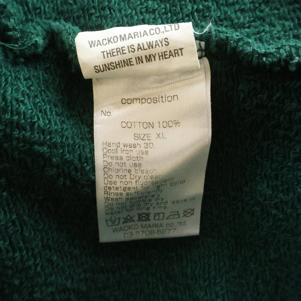 NO BRAND(ノーブランド) OVER HOODED SWEAT SHIRT カレッジロゴ パーカー グリーン
