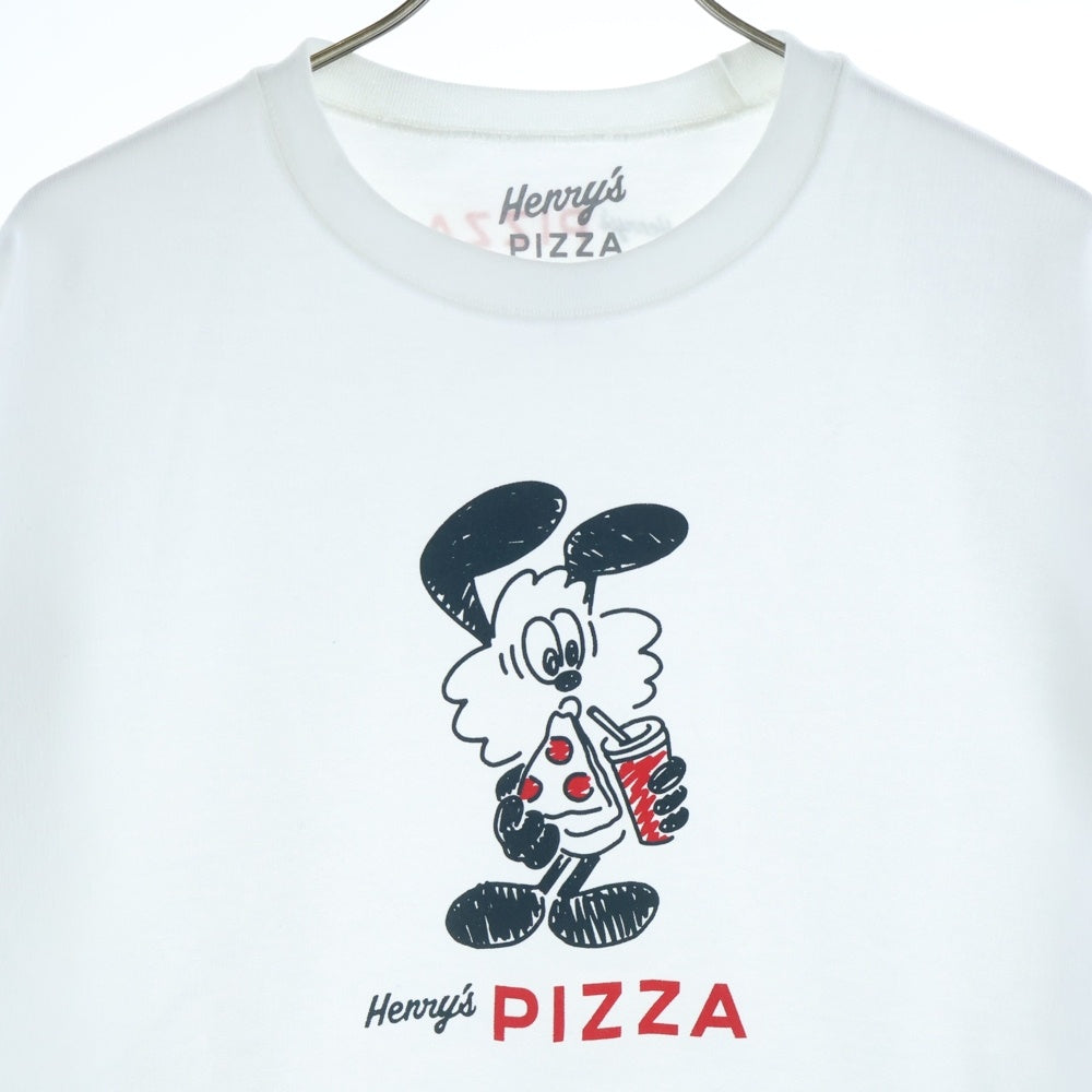 NO BRAND(ノーブランド) henry's pizza vick S/S Tee フォトプリント長袖トレーナー ホワイト