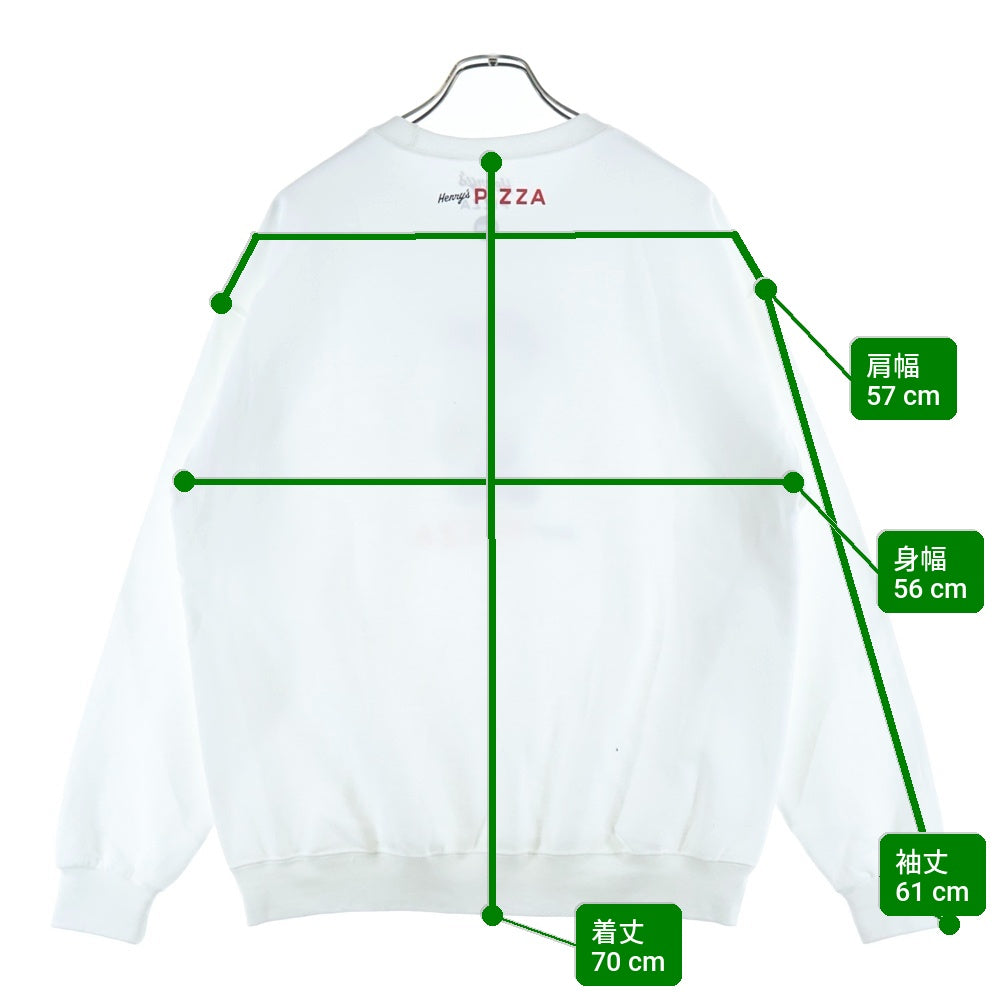 NO BRAND(ノーブランド) henry's pizza vick S/S Tee フォトプリント長袖トレーナー ホワイト