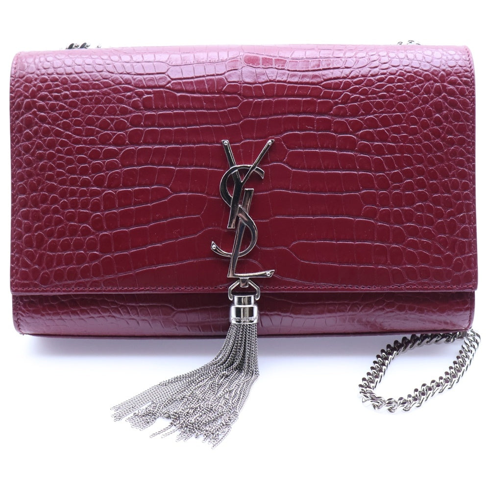 SAINT LAURENT PARIS(サンローランパリ) サンローラン ケイト モノグラム チェーンショルダーバッグ クロコ型押しレザー レッド 354119 レディース