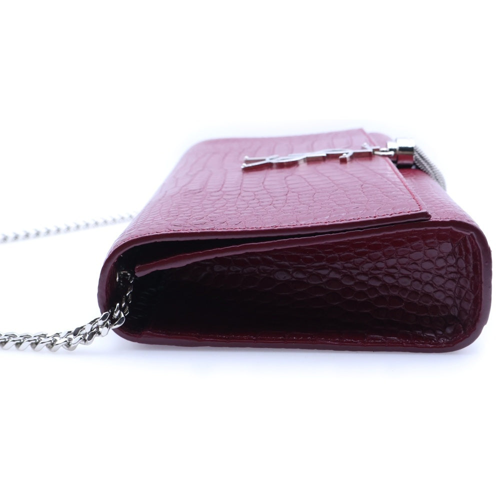 SAINT LAURENT PARIS(サンローランパリ) サンローラン ケイト モノグラム チェーンショルダーバッグ クロコ型押しレザー レッド 354119 レディース