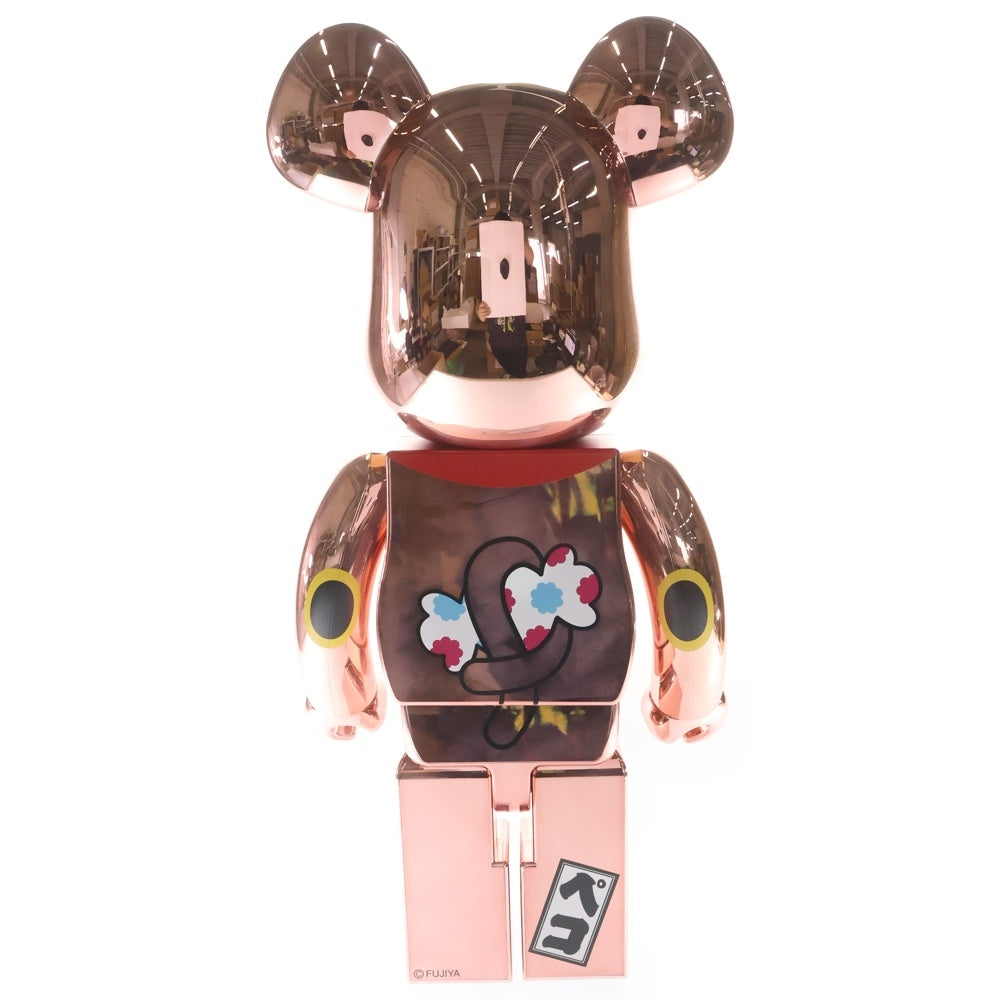 BE@RBRICK(ベアブリック) ×不二家 ペコちゃん 招き猫 金運ダブル小判 桃金メッキ 1000% フィギュア 人形 ピンクゴールド 箱