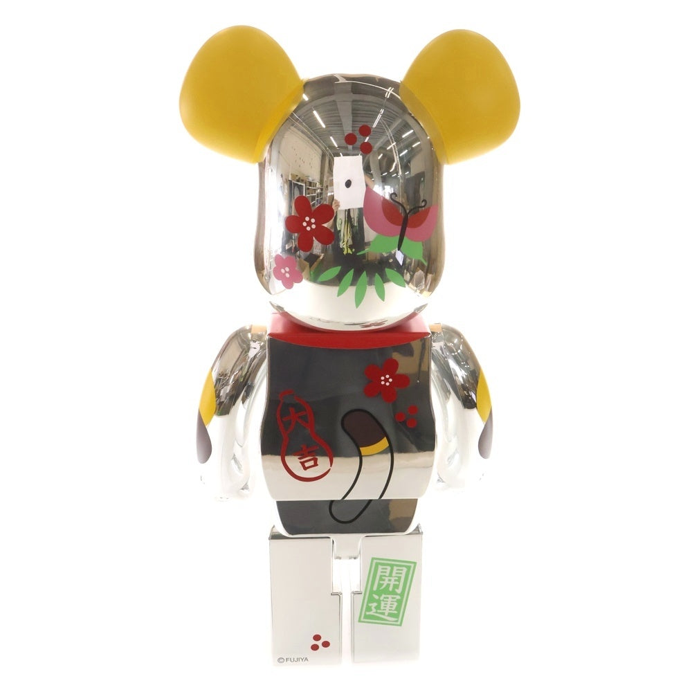 BE@RBRICK(ベアブリック) ×不二家 ペコちゃん 招き猫 福銀メッキ 1000% フィギュア 人形 シルバー 箱