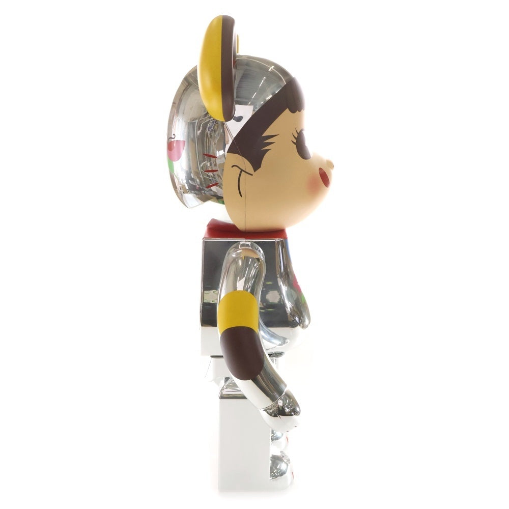 BE@RBRICK(ベアブリック) ×不二家 ペコちゃん 招き猫 福銀メッキ 1000% フィギュア 人形 シルバー 箱