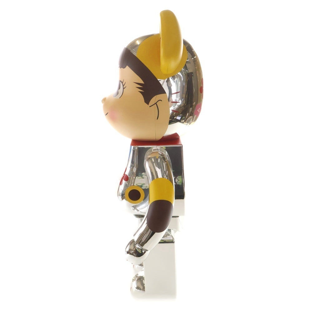 BE@RBRICK(ベアブリック) ×不二家 ペコちゃん 招き猫 福銀メッキ 1000% フィギュア 人形 シルバー 箱