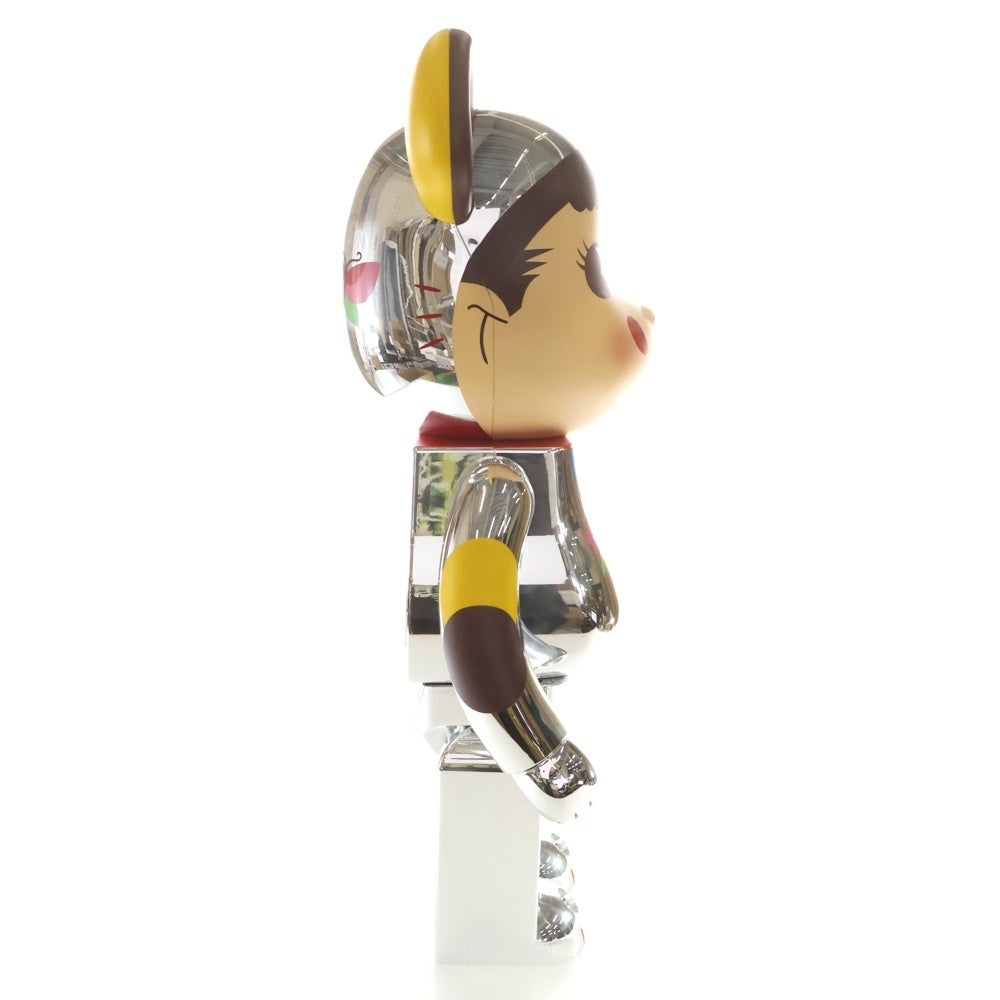 BE@RBRICK(ベアブリック) ×不二家 ペコちゃん 招き猫 福銀メッキ 1000% フィギュア 人形 シルバー 箱