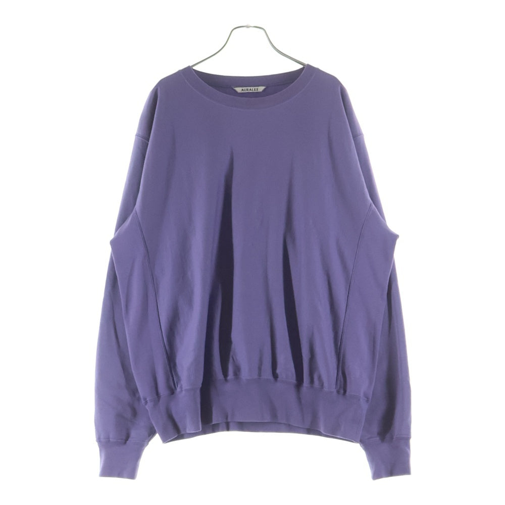 AURALEE(オーラリー) 24SS ELASTIC HIGH GAUGE SWEAT P/O エラスティック ハイ ガーゼ クルーネック プルオーバースウェット トレーナー パープル A24SP01NU