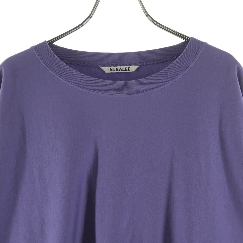 AURALEE(オーラリー) 24SS ELASTIC HIGH GAUGE SWEAT P/O エラスティック ハイ ガーゼ クルーネック プルオーバースウェット トレーナー パープル A24SP01NU
