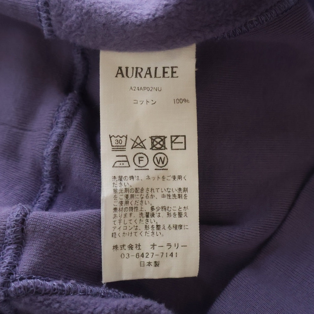 AURALEE(オーラリー) 24SS ELASTIC HIGH GAUGE SWEAT P/O エラスティック ハイ ガーゼ クルーネック プルオーバースウェット トレーナー パープル A24SP01NU