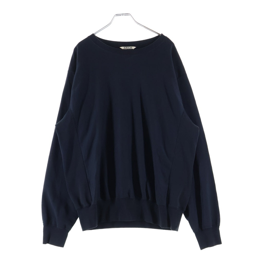 AURALEE(オーラリー) 24SS ELASTIC HIGH GAUGE SWEAT P O エラスティック ハイゲージ クルーネック プルオーバースウェットトレーナー ネイビー A24SP02NU