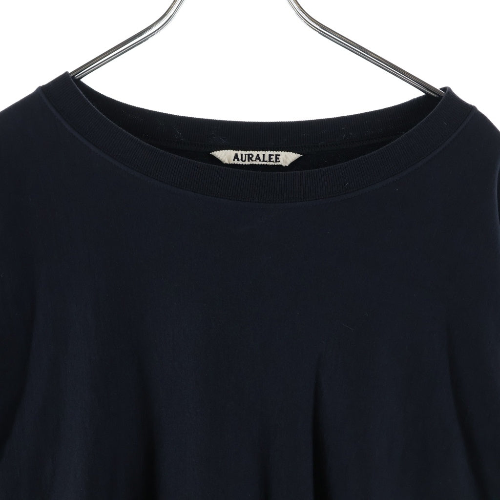 AURALEE(オーラリー) 24SS ELASTIC HIGH GAUGE SWEAT P O エラスティック ハイゲージ クルーネック プルオーバースウェットトレーナー ネイビー A24SP02NU