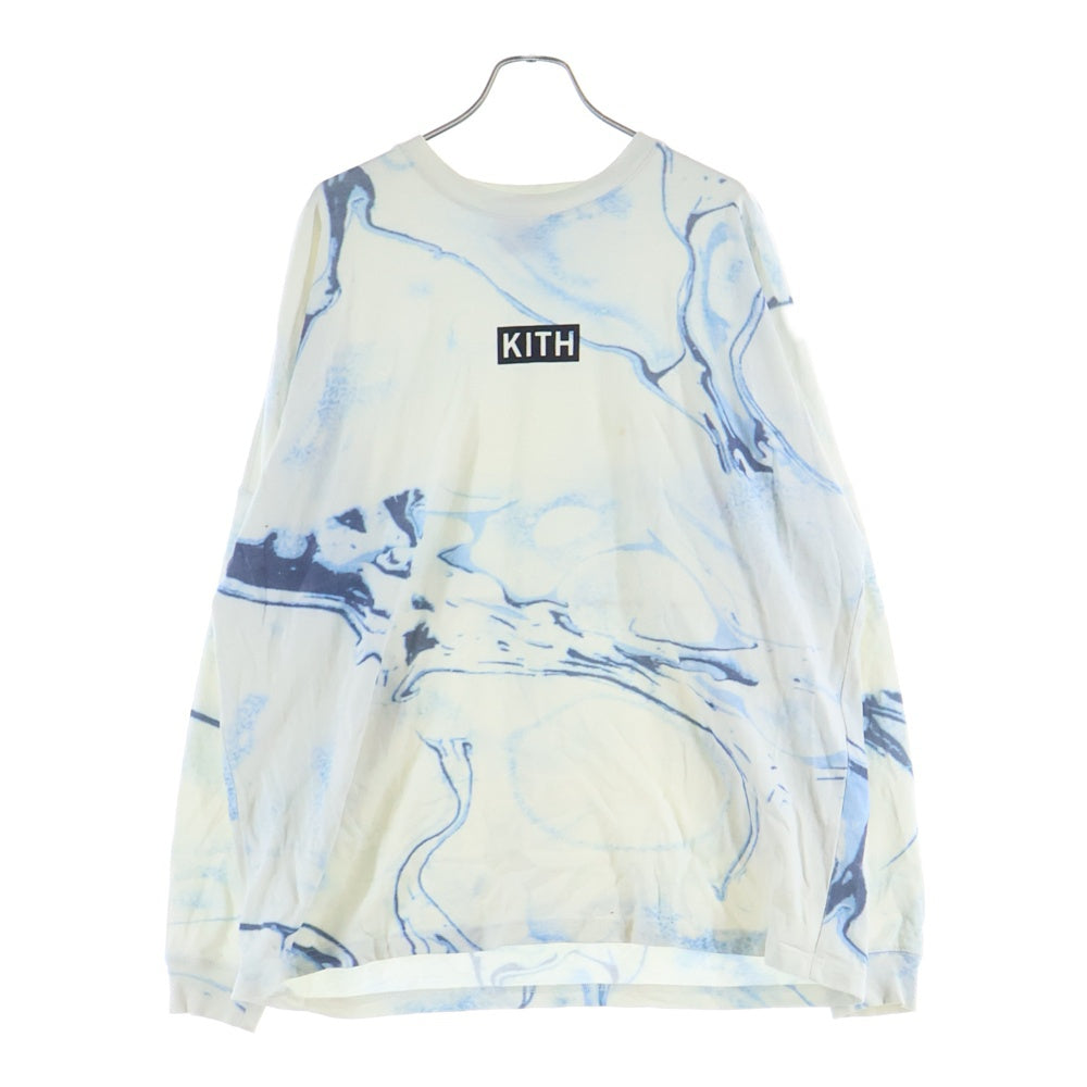 KITH(キス) Spilit Tee スピリット 長袖Tシャツ ロンT ホワイト/ライトブルー KHM030365