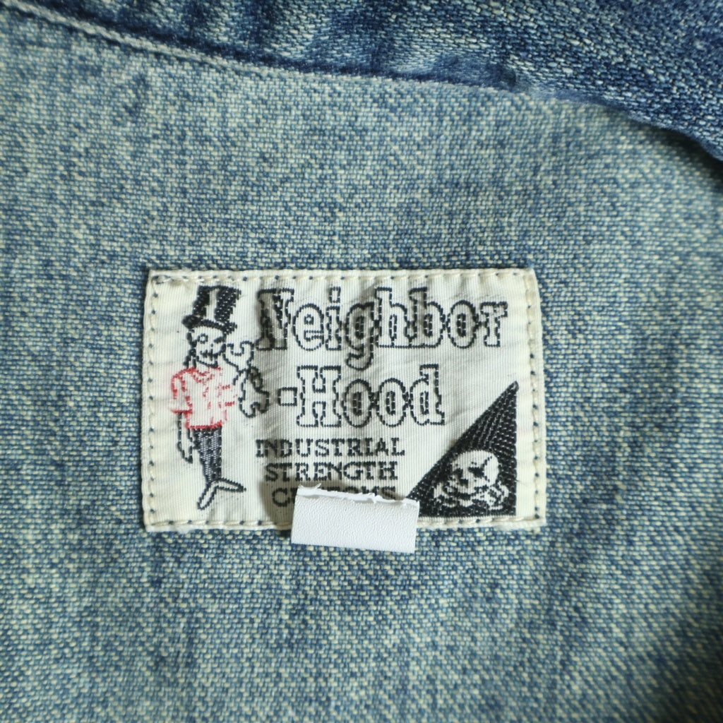 NEIGHBORHOOD(ネイバーフッド) バックプリント デニム プルオーバー 長袖シャツ インディゴ