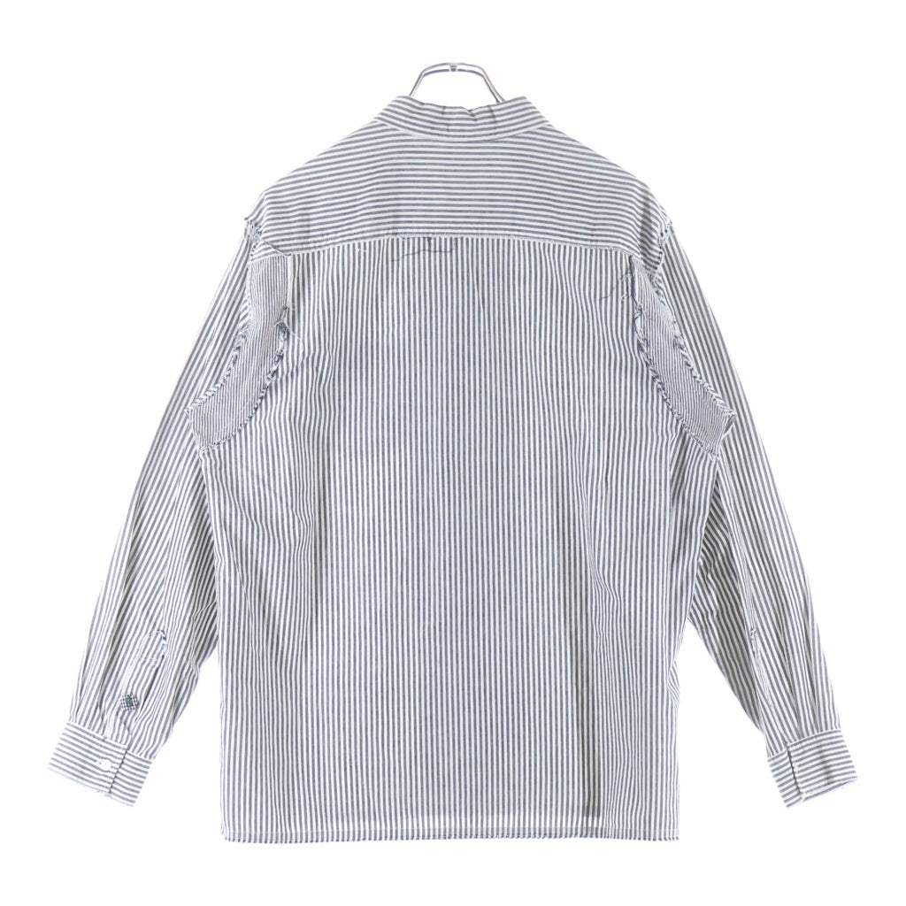 GOODENOUGH(グッドイナフ) ストライプ総柄 カットオフデザイン コットン 長袖シャツ グレー