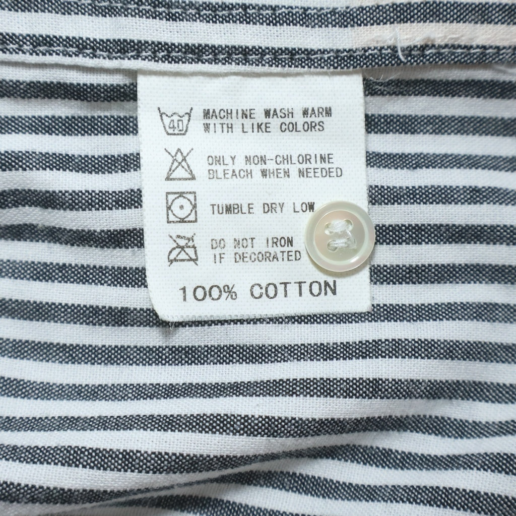 GOODENOUGH(グッドイナフ) ストライプ総柄 カットオフデザイン コットン 長袖シャツ グレー
