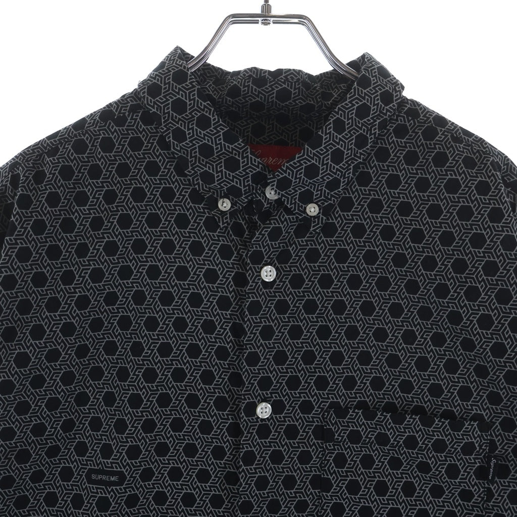 SUPREME(シュプリーム) 19AW Monogram L/S Shirt モノグラム総柄 プリント 長袖シャツ ブラック