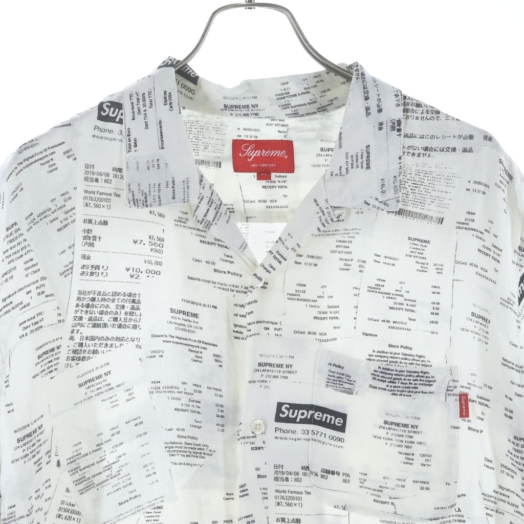 SUPREME(シュプリーム) 20AW Receipts Rayon S/S Shirt レシート総柄プリント レーヨン 半袖シャツ ホワイト