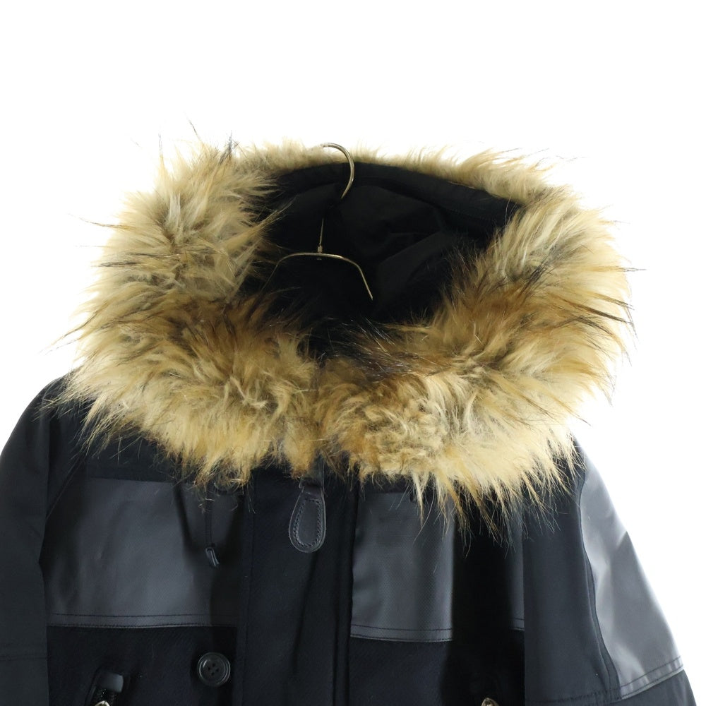 COMME des GARCONS JUNYA WATANABE MAN(コムデギャルソンジュンヤワタナベマン) 17AW ×ノースフェイスウールツイルフラノDAFFLEBAG リメイク フーデッドジップコート ブラック WT-J112