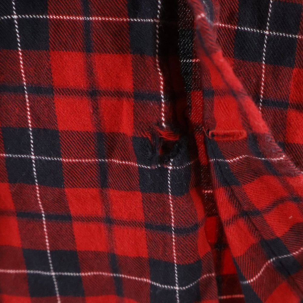 BALENCIAGA(バレンシアガ) Oversized Check Shirt バックロゴプリント オーバーサイズ長袖チェックシャツ レッド 508465 レディース